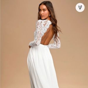 Lulu’s “Awaken My Love” White open back maxi dress. Size XS. New with tags.